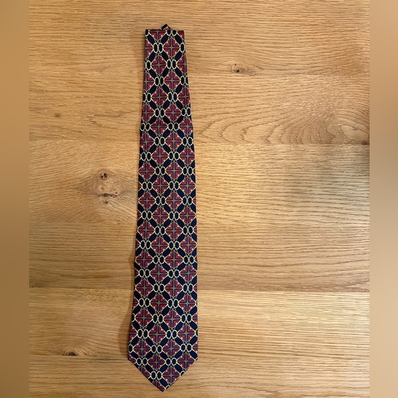 Paolo Gucci Navy Blue Horsebit Silk Neck Tie 100% Silk - Picture 3 of 8